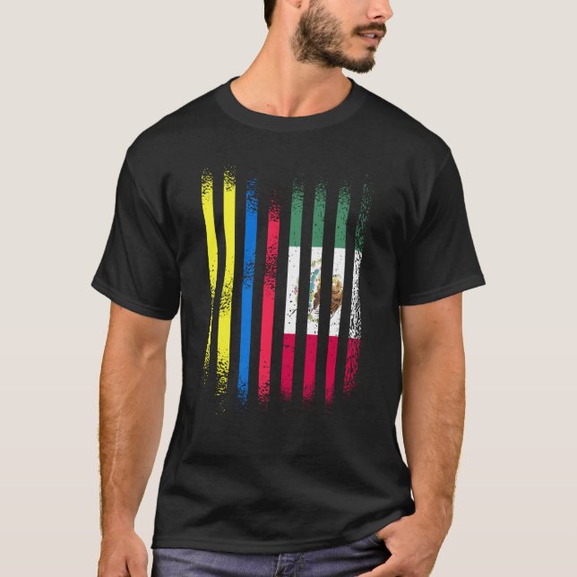Colombia Flag Mexico Grown Country Flags Stripes T-Shirt (Front)
