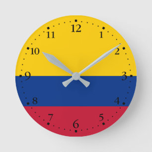 Colombia Flag Round Clock