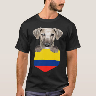 Colombia Flag Sloughi Dog In Pocket T-Shirt