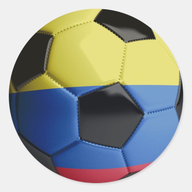Colombia Flag Soccer Ball Classic Round Sticker (Front)