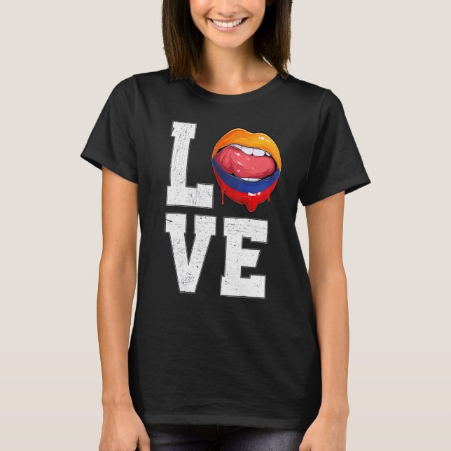 Colombia Flag Soccer Fan Love Colombian T-Shirt (Front)
