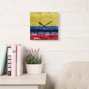 Colombia flag wall square wall clock