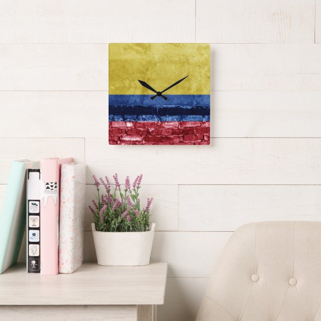 Colombia flag wall square wall clock (Reading Room)