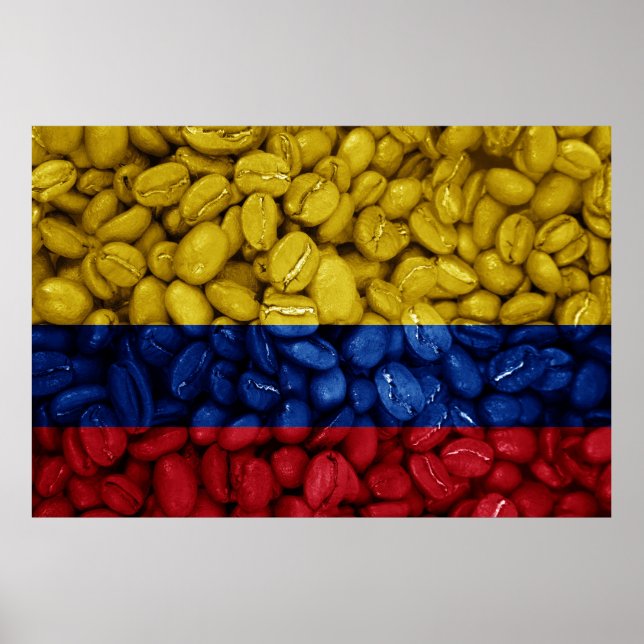 Colombia flag with coffee poster (Front)
