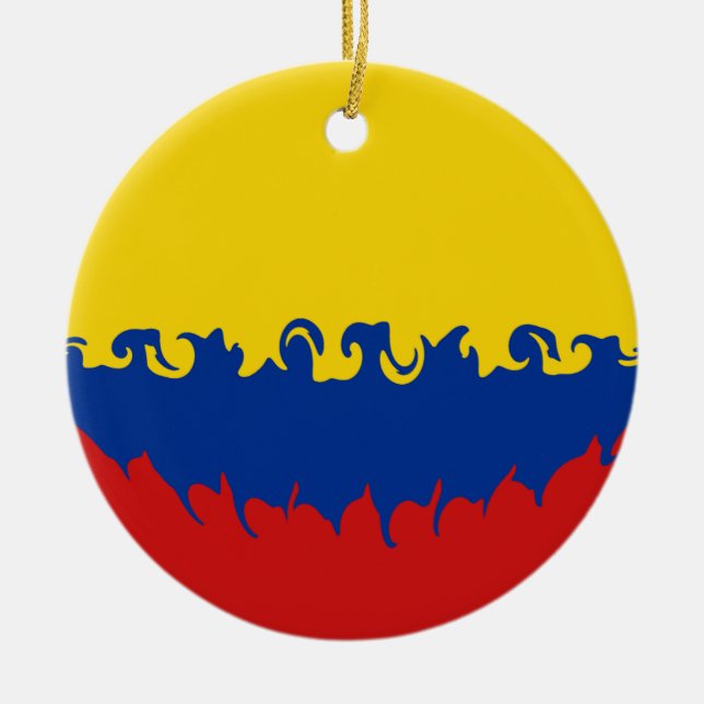 Colombia Gnarly Flag Ceramic Tree Decoration (Front)