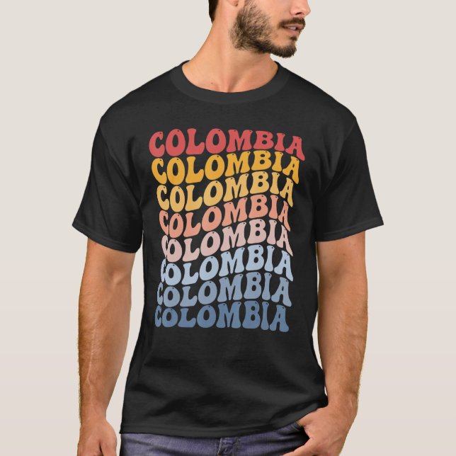Colombia Groovy Retro Colombian T-Shirt (Front)