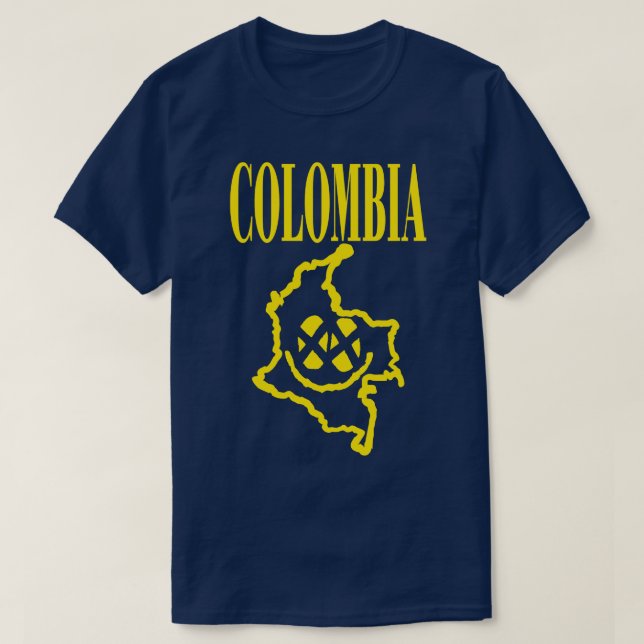 Colombia Grunge Smiling Face T-Shirt (Design Front)