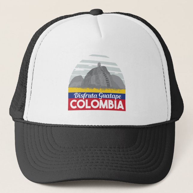 Colombia Guatape Vintage Travel Trucker Hat (Front)