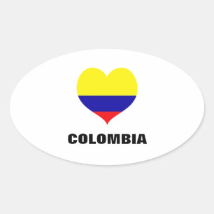 Colombia heart oval stickers