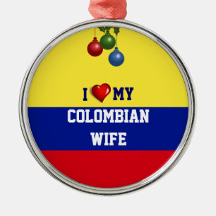 Colombia: I Love My Colombian Wife Metal Tree Decoration
