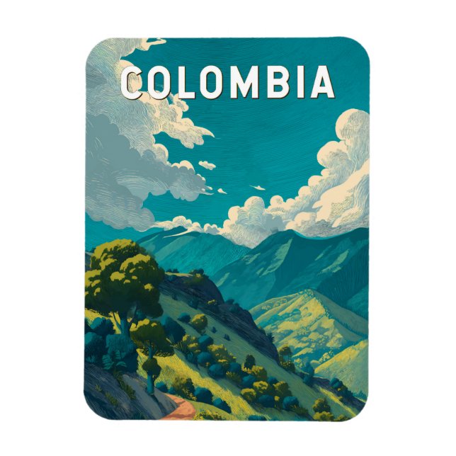 Colombia Illustration Travel Art Vintage Magnet (Vertical)