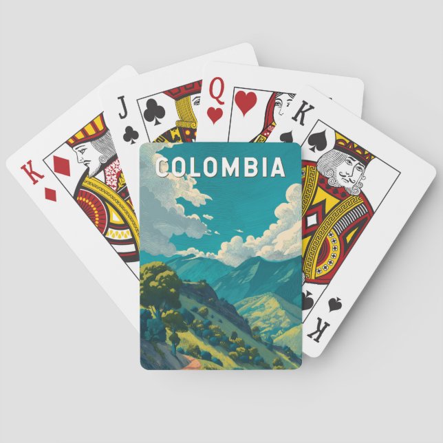 Colombia Illustration Travel Art Vintage Playing Cards (Back)