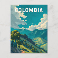 Colombia Illustration Travel Art Vintage