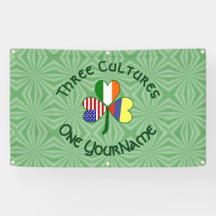 Colombia Ireland USA Shamrock Flag Personalised Banner