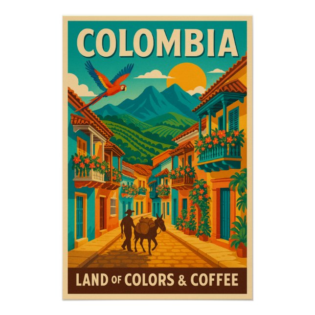 Colombia – Land of Colours & Coffee Poster (Front)