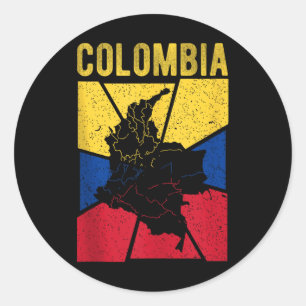 Colombia Map Flag Colombian National Expat Patriot Classic Round Sticker