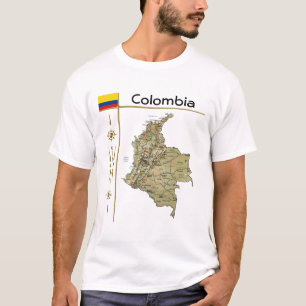 Colombia Map + Flag + Title T-Shirt