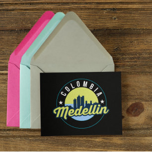 Colombia Medellin Cityscape City Logo Postcard