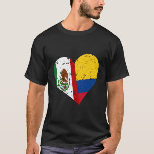 Colombia Mexico Heart Distressed Colombian Mexican T-Shirt