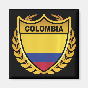Colombia National Flag Gold Crest Badge Magnet