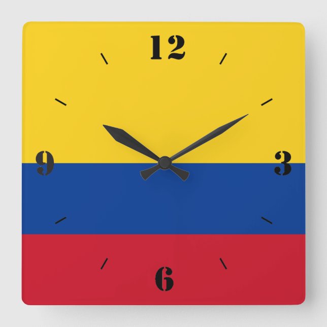 Colombia National Flag Patriotic Square Wall Clock (Front)