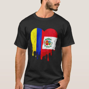 Colombia Peru Flag Heart Citizen Grown Patriot Cou T-Shirt
