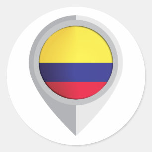 Colombia Pin Location Flag Classic Round Sticker