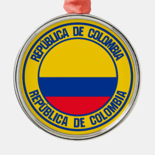 Colombia Round Emblem Metal Tree Decoration