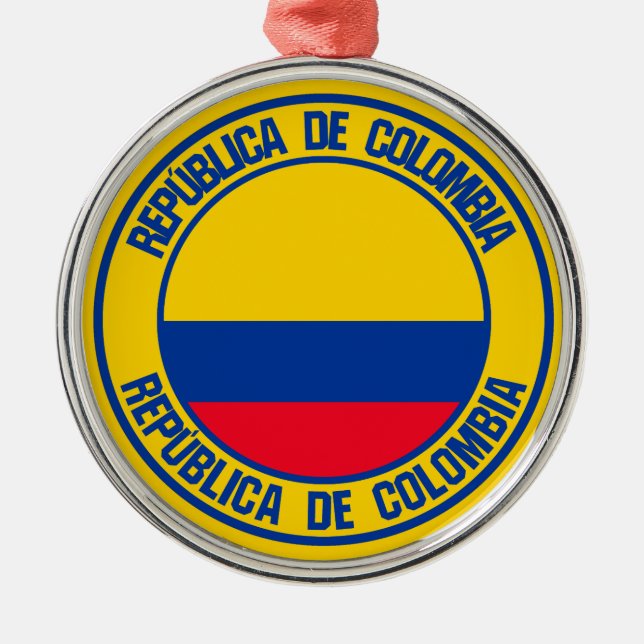 Colombia Round Emblem Metal Tree Decoration (Front)