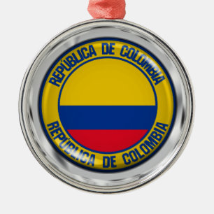 Colombia Round Emblem Metal Tree Decoration