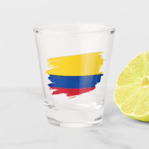 Colombia Shot Glass, Patriotic Colombian Flag Glass