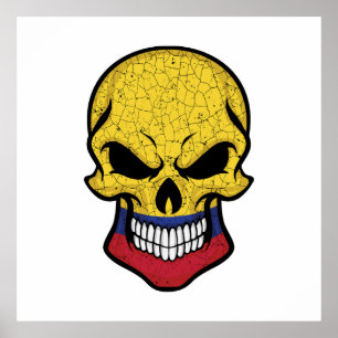 Colombia Smiling Skull Flag Poster