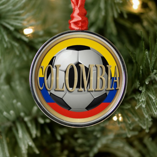 Colombia Soccer Ball Christmas Metal Tree Decoration (Tree)
