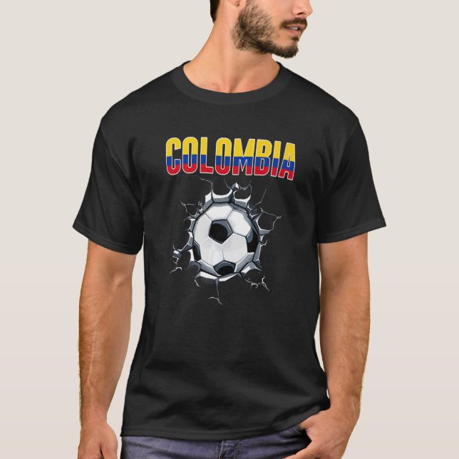 Colombia Soccer Fans - Colombian Football In Crack T-Shirt (Front)