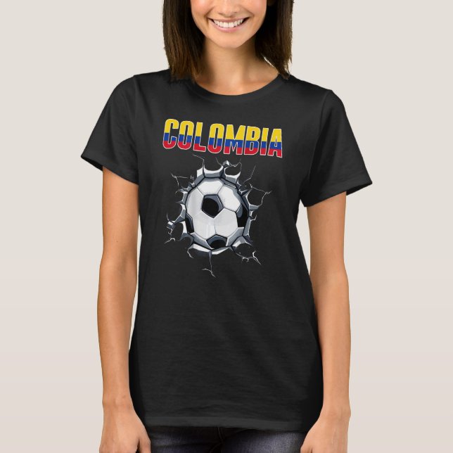 Colombia Soccer Fans - Colombian Football In Crack T-Shirt (Front)