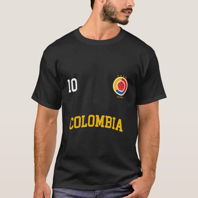 Colombia Soccer No 10 Colombian Flag Camiseta Futb T-Shirt (Front)