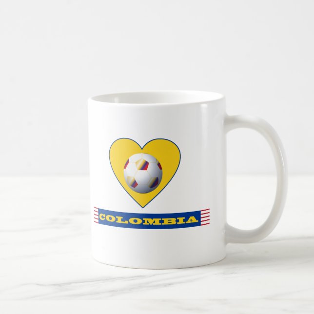 COLOMBIA SOCCER yellow Heart National Team Coffee Mug (Right)