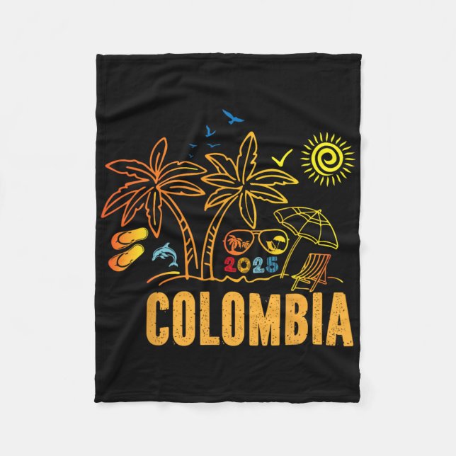 Colombia Souvenirs Vacation 2025 Family Trip Frien Fleece Blanket (Front)