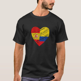 Colombia Spain Heart Spanish Flag Colombian Flag L T-Shirt