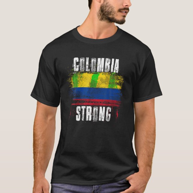 Colombia Strong Distressed Flag Colombian Pride T  T-Shirt (Front)