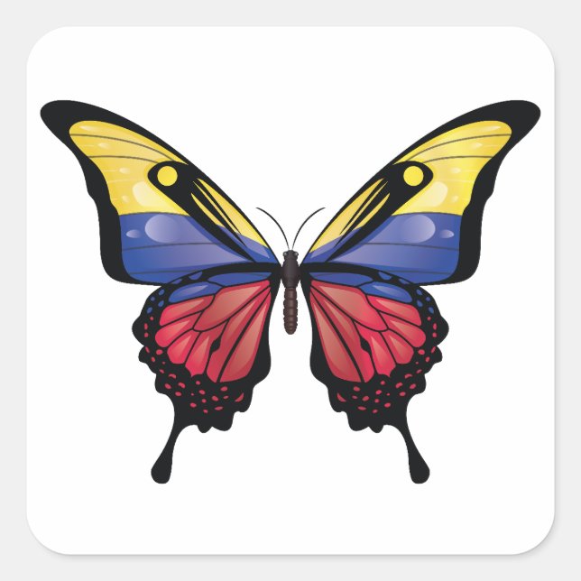 Colombia Swallowtail Butterfly Flag Sticker (Front)