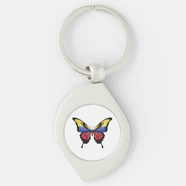 Colombia Swallowtail Butterfly Flag Sticker Key Ring (Front)