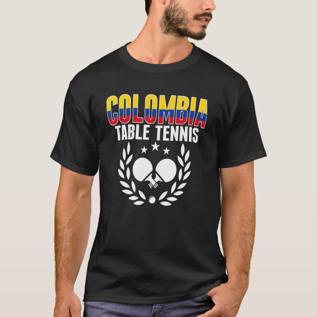 Colombia Table Tennis  Colombian Ping Pong Support T-Shirt (Front)