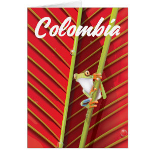 Colombia tree frog travel poster