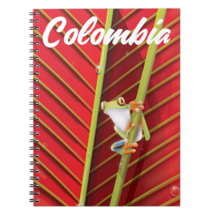 Colombia tree frog travel poster notebook