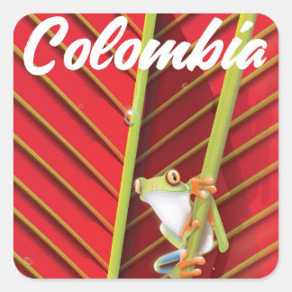 Colombia tree frog travel poster square sticker