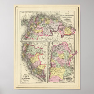 Colombia, Venezuela, Guiana Poster