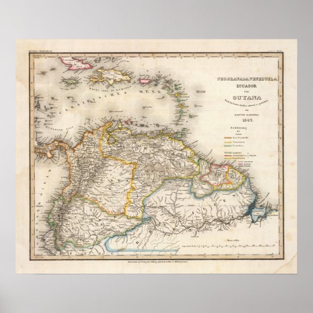 Colombia, Venezuela, South America Poster (Front)