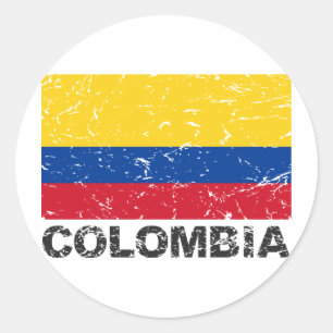 Colombia Vintage Flag Classic Round Sticker