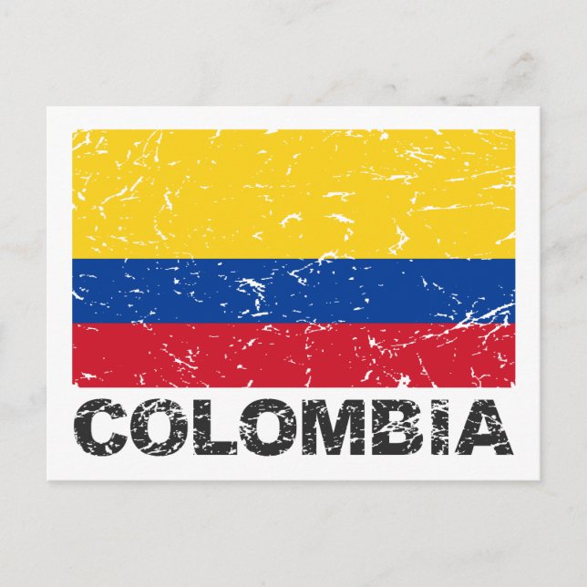 Colombia Vintage Flag Postcard (Front)